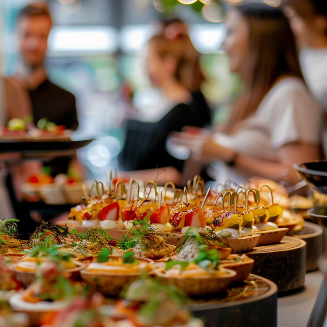 Lidé užívající si catering